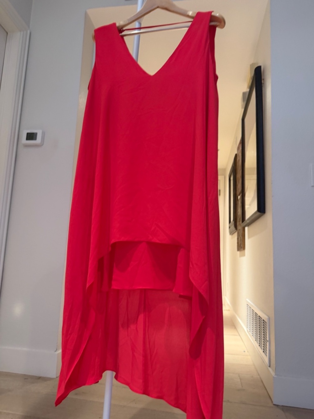BCBGMAXAZRIA Fuchsia Layered High-Low Maxi Dress L